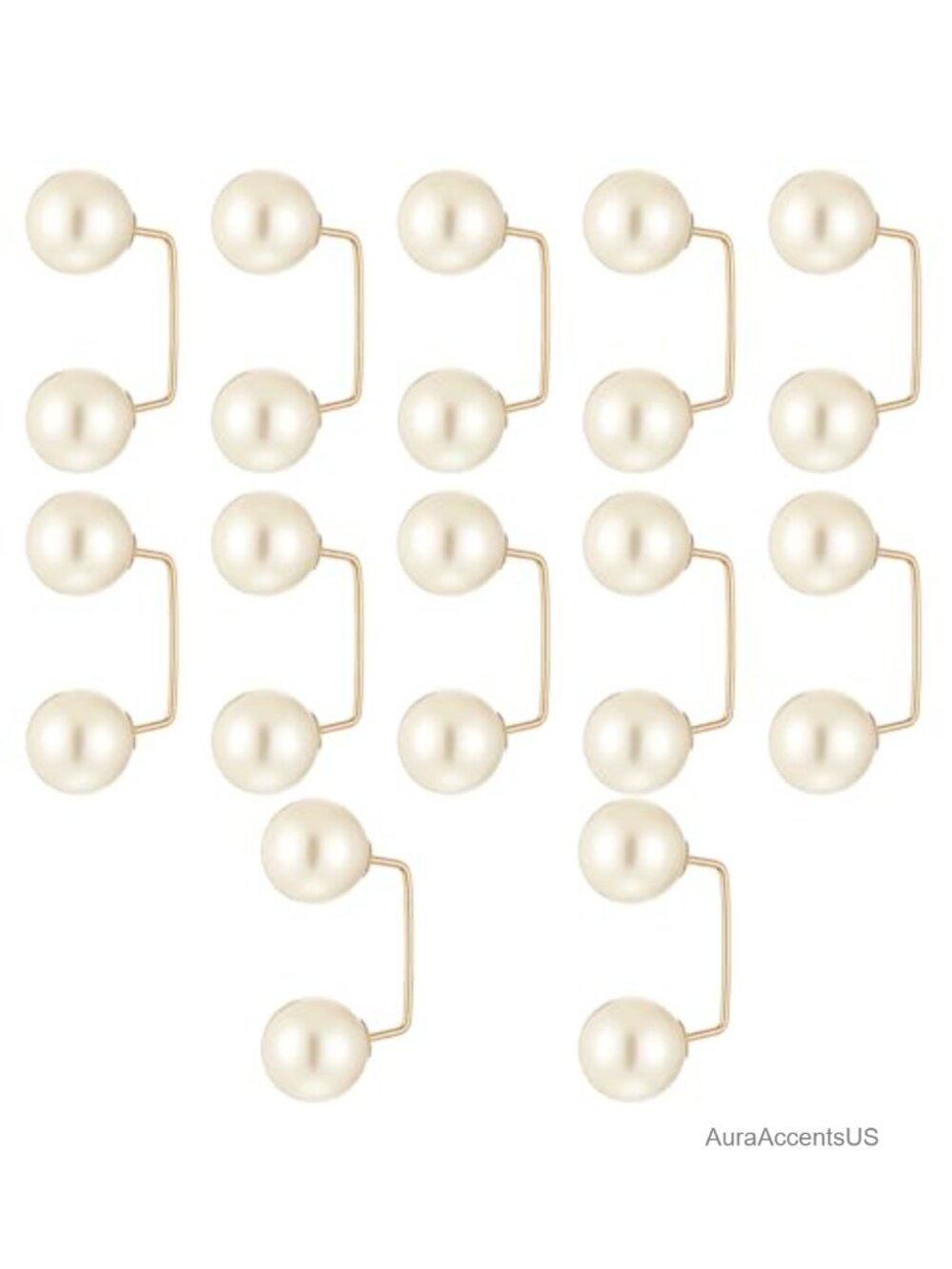 12 Artificial Pearl Brooch Pins, Safety Pin Neckline Clips, Sweater Shawl Clips